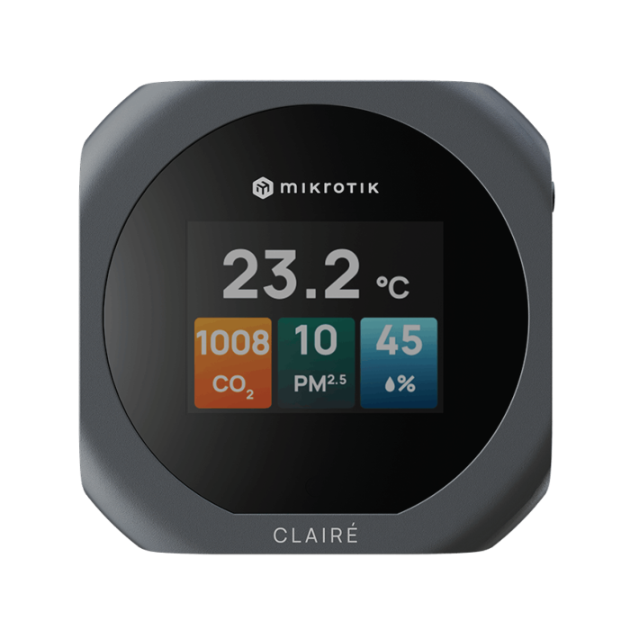 MikroTik CLAIRÉ IAQM-THC2PV Indoor Air Quality Sensor with CO₂ Monitoring