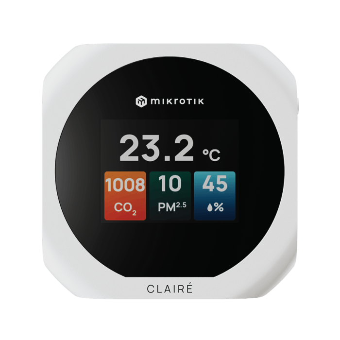 MikroTik CLAIRÉ IAQM-THC2PV Indoor Air Quality Sensor with CO₂ Monitoring