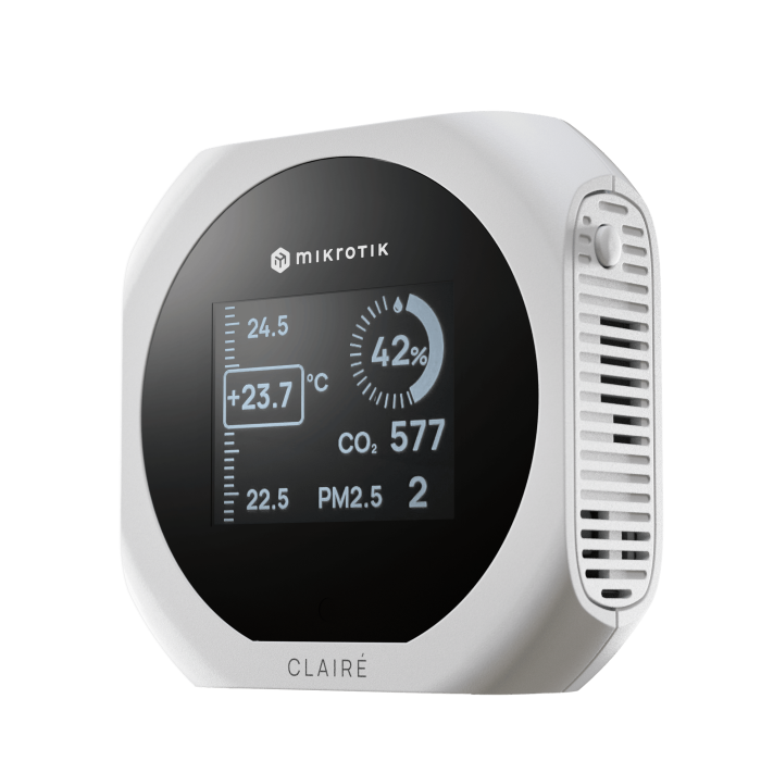MikroTik CLAIRÉ IAQM-THC2PV Indoor Air Quality Sensor with CO₂ Monitoring