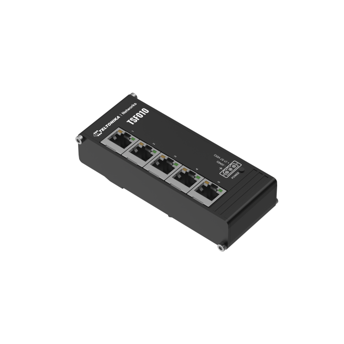 Teltonika TSF010 — Flat Industrial Unmanaged Ethernet Switch 5x 10/100 Mbps for Control Cabinets